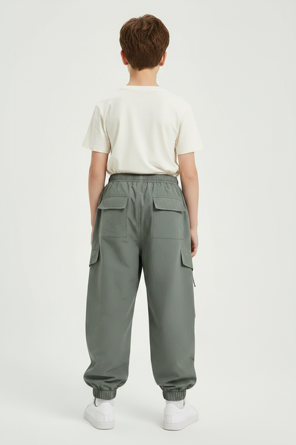 Pantalon Parachute Kaki Ample Cargo Garçon Décontracté - Polyester - vue 2