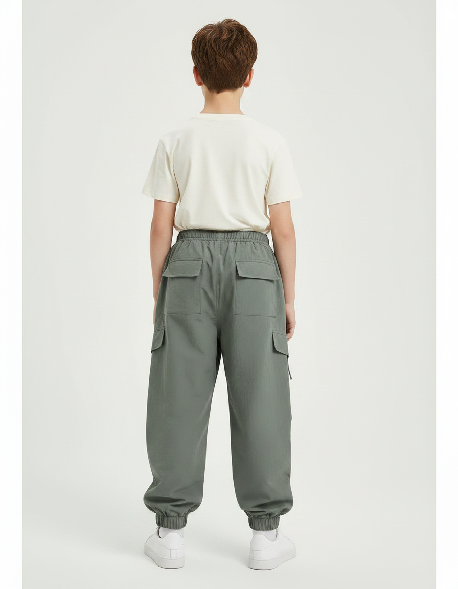 Pantalon Parachute Kaki Ample Cargo Garçon Décontracté - Polyester - vue 2