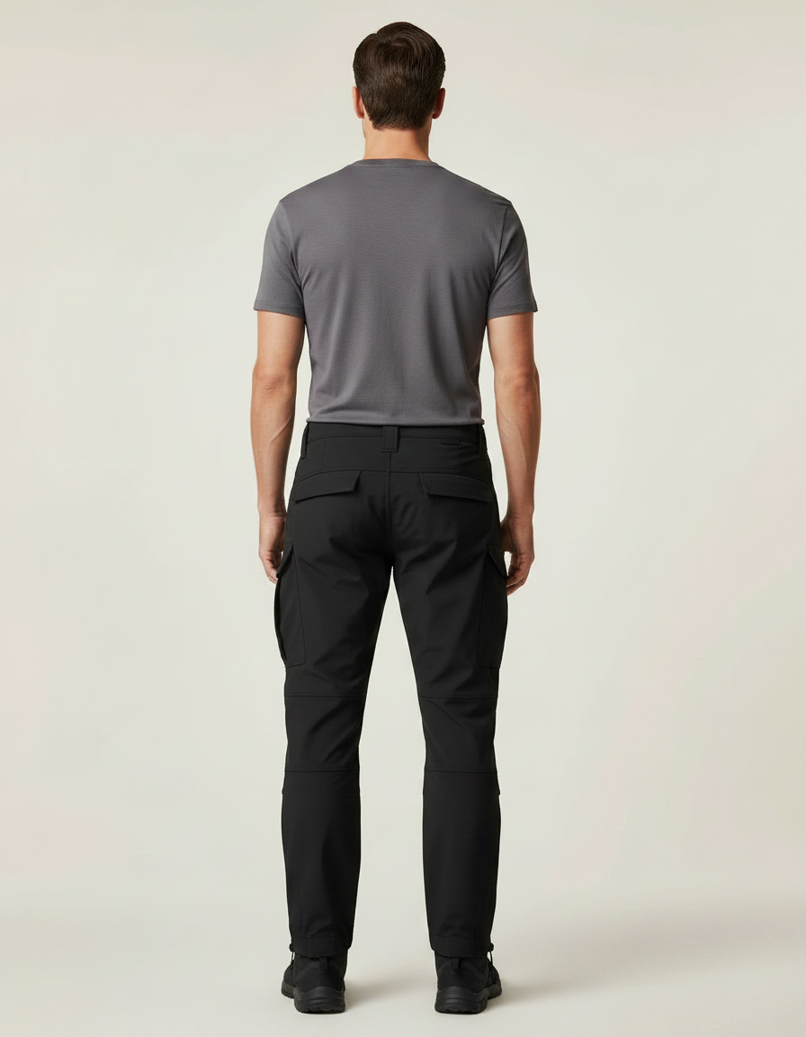 Pantalon Parachute Noir Cargo Tactique Résistant Homme - Polyester - vue 2