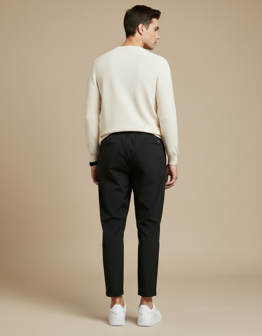 Pantalon Parachute Noir Coupe Droite Cordon Homme - Polyester - vue 2