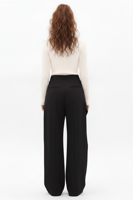 Pantalon Parachute Noir Ample Cargo Femme Urbain - Polyester - vue 2