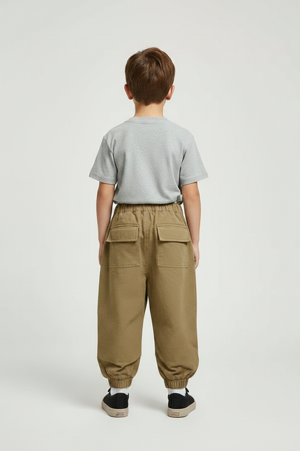 Pantalon Parachute Kaki Ample Cargo Garçon - Toile - vue 2