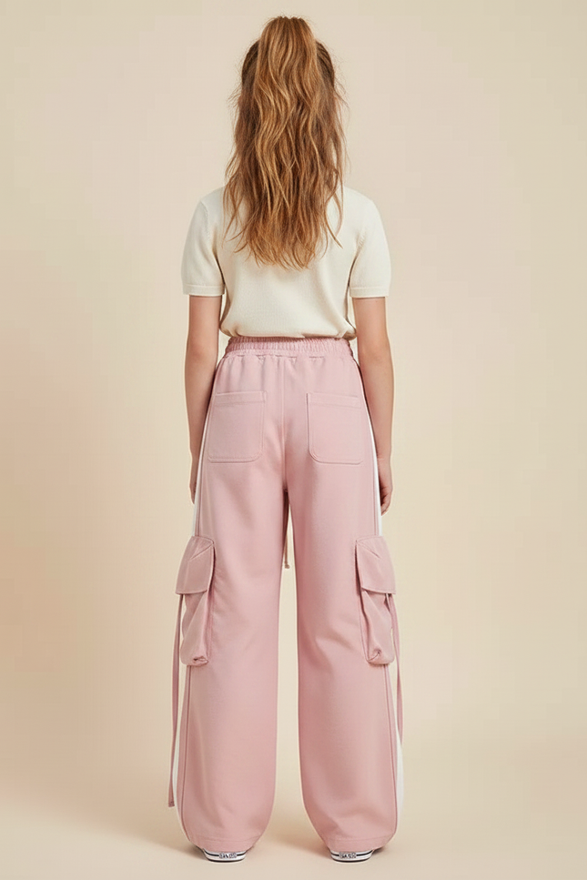 Pantalon Parachute Rose Cargo Ample Confortable Fille - Molleton - vue 2