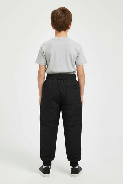 Pantalon Parachute Noir Matelassé Hiver Enfant Garçon - Polyester - vue 2