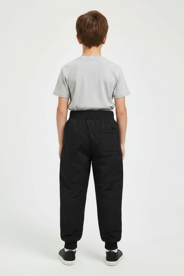 Pantalon Parachute Noir Matelassé Hiver Enfant Garçon - Polyester - vue 2