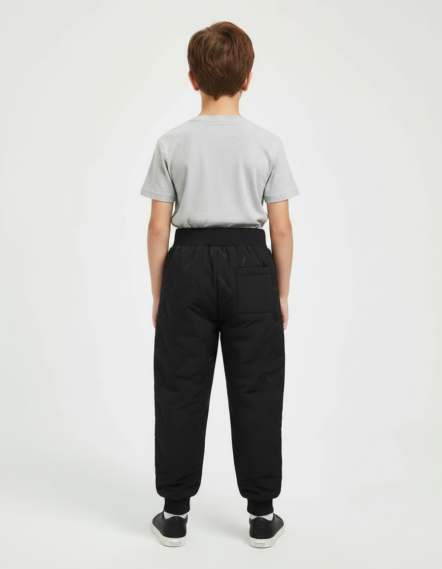 Pantalon Parachute Noir Matelassé Hiver Enfant Garçon - Polyester - vue 2