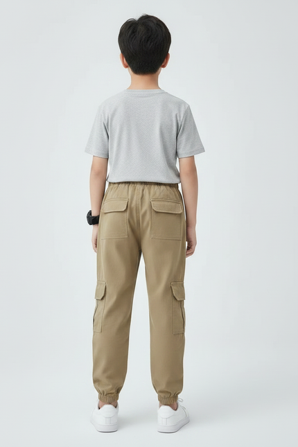 Pantalon Parachute Kaki Ample Coton Cargo Garçon - vue 2