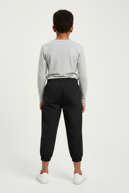 Pantalon Parachute Noir Uni Cordon Décontracté Garçon - Polyester - vue 2