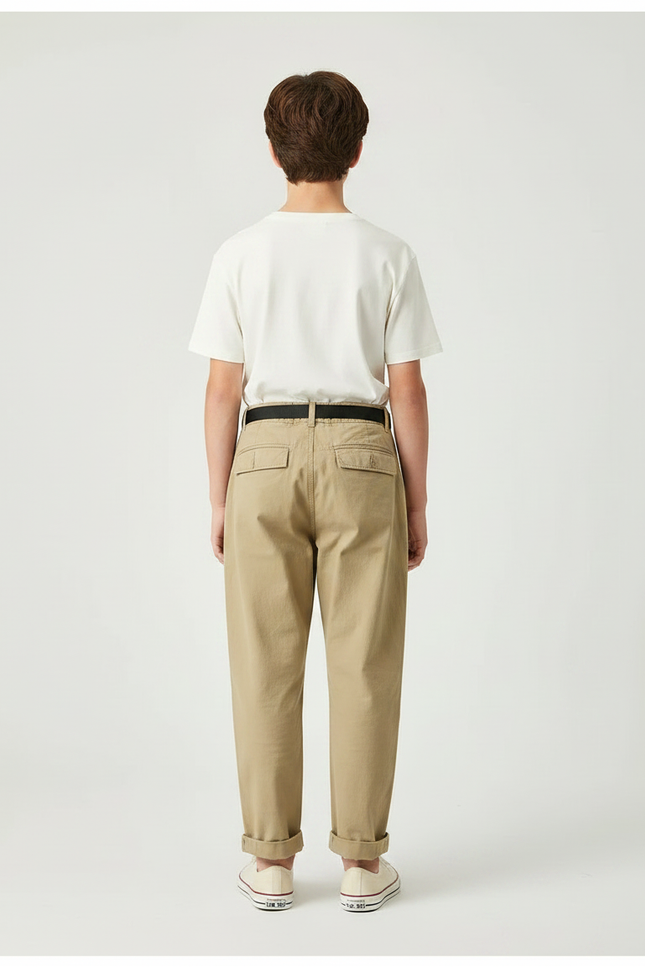 Pantalon Parachute Kaki Cargo Ceinture Métal Coton - vue 2