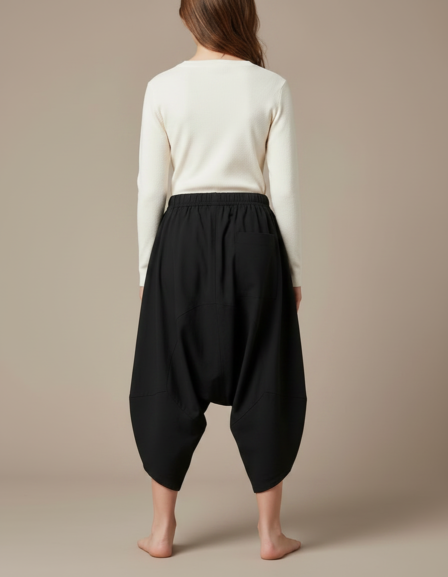 Pantalon Parachute Noir Ample Harem Coton Enfant - Polyester - vue 2
