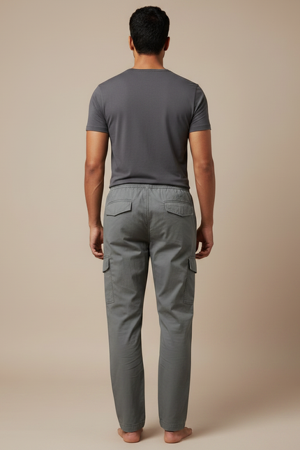 Pantalon Parachute Gris Ample Cargo Coton Homme - vue 2