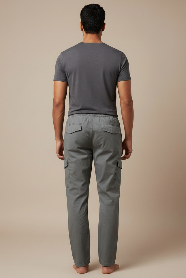 Pantalon Parachute Gris Ample Cargo Coton Homme - vue 2
