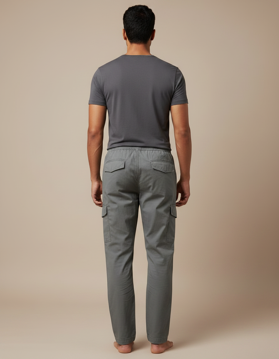 Pantalon Parachute Gris Ample Cargo Coton Homme - vue 2