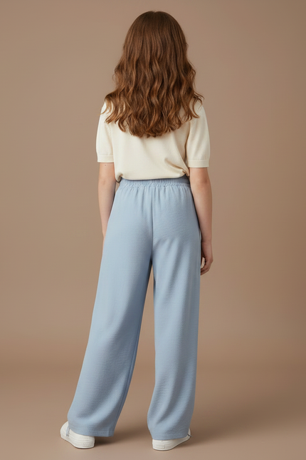 Pantalon Parachute Bleu Ciel Ample Fluide Élastique Casual - Viscose - vue 2