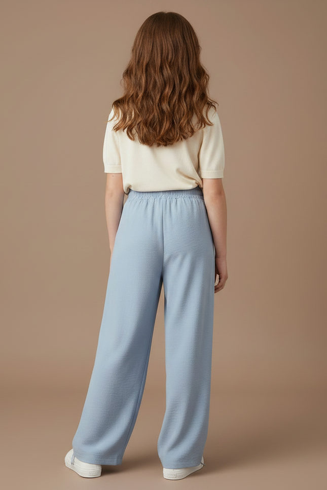 Pantalon Parachute Bleu Ciel Ample Fluide Élastique Casual - Viscose - vue 2