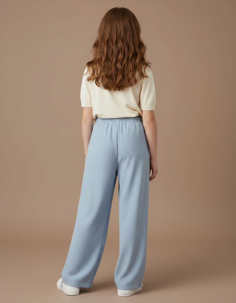 Pantalon Parachute Bleu Ciel Ample Fluide Élastique Casual - Viscose - vue 2