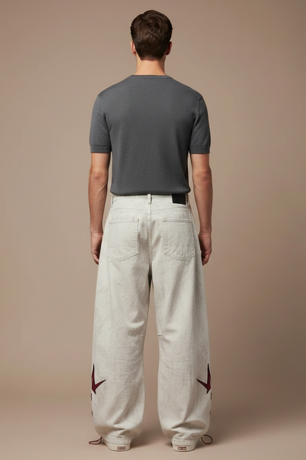 Pantalon Parachute Blanc Cargo Ample Denim Homme - Jean - vue 2