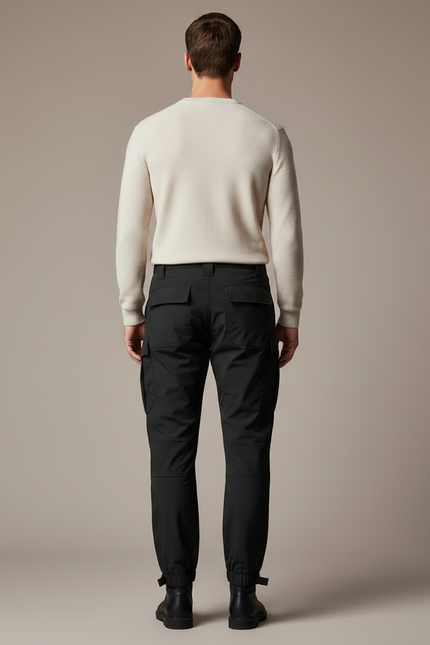 Pantalon Parachute Noir Cargo Tactique Homme - Polyester - vue 2