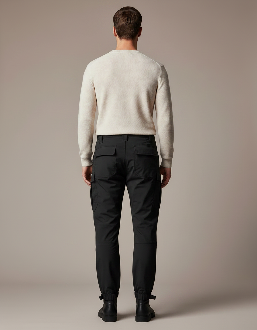 Pantalon Parachute Noir Cargo Tactique Homme - Polyester - vue 2