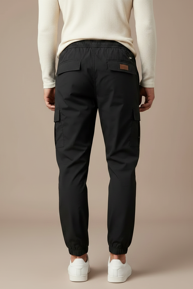 Pantalon Parachute Noir Cargo Cordon Homme - Polyester - vue 2