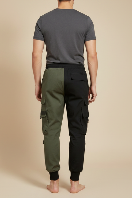 Pantalon Parachute Bicolore Cargo Imprimé Jogger Homme - Multicolore Polyester - vue 2
