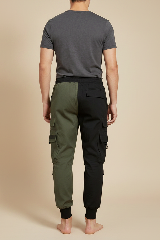Pantalon Parachute Bicolore Cargo Imprimé Jogger Homme - Multicolore Polyester - vue 2