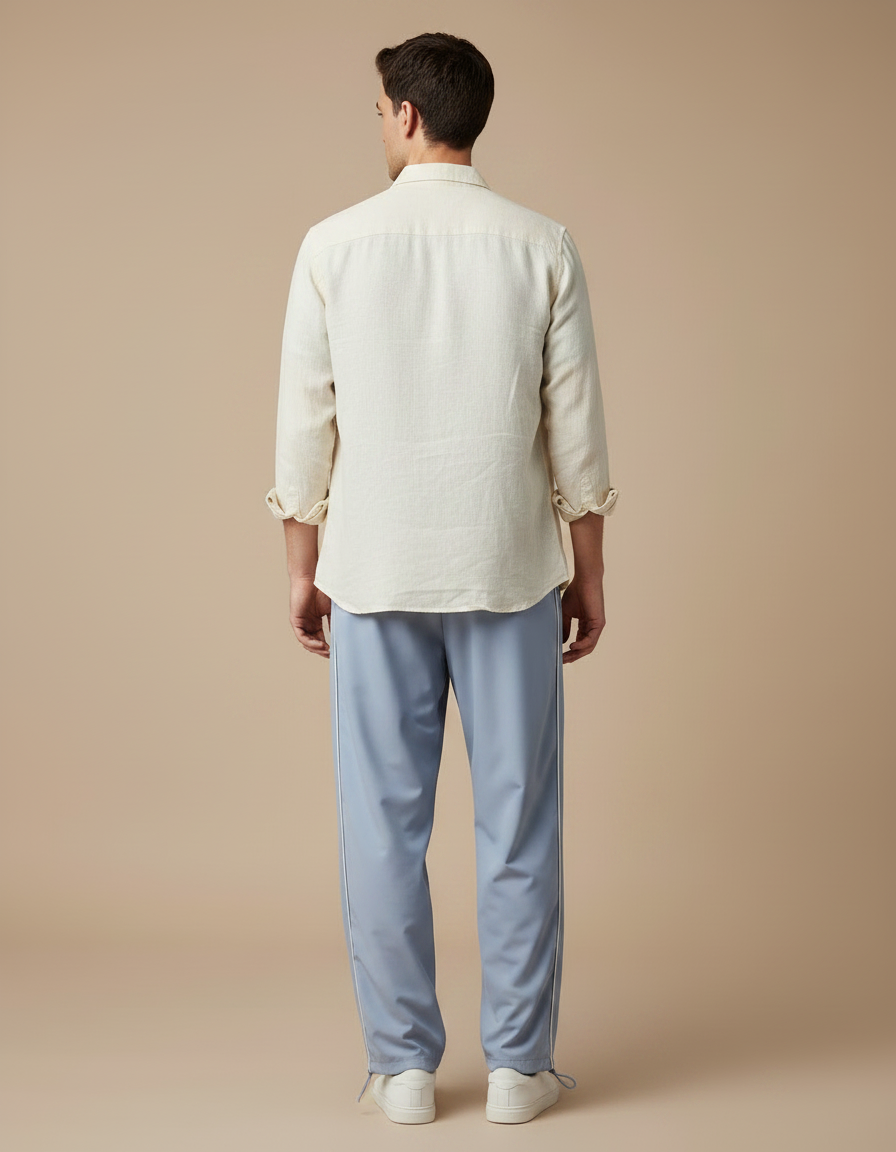 Pantalon Parachute Bleu Ciel Ample Décontracté Homme - Polyester - vue 2