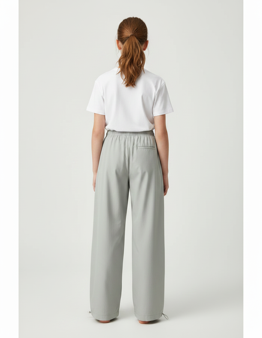 Pantalon Parachute Fille Gris Resserré Aux Chevilles - Polyester - vue 2