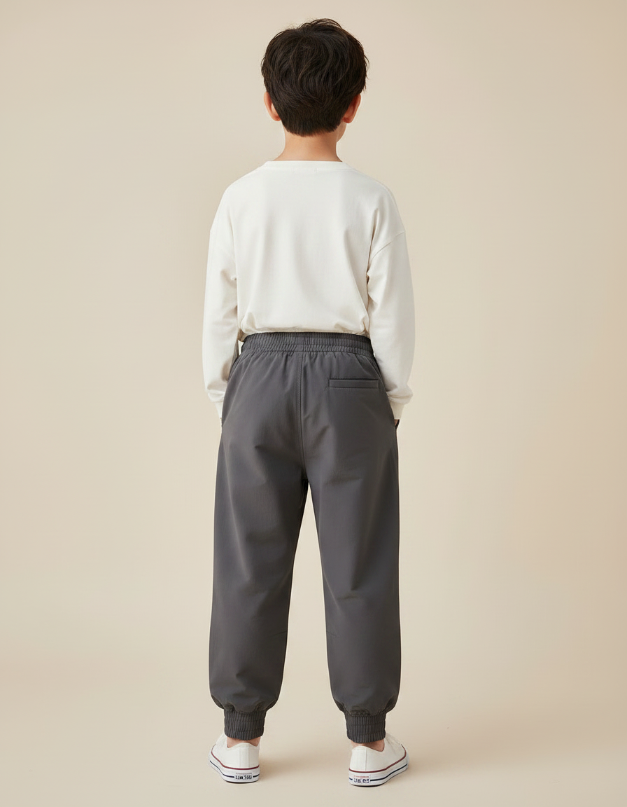 Pantalon Parachute Gris Ample Enfants Jogger Élastiqué - Polyester - vue 2