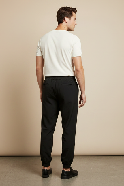 Pantalon Parachute Noir Homme Fluide Décontracté Sport - Polyester - vue 2