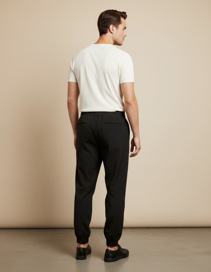 Pantalon Parachute Noir Homme Fluide Décontracté Sport - Polyester - vue 2