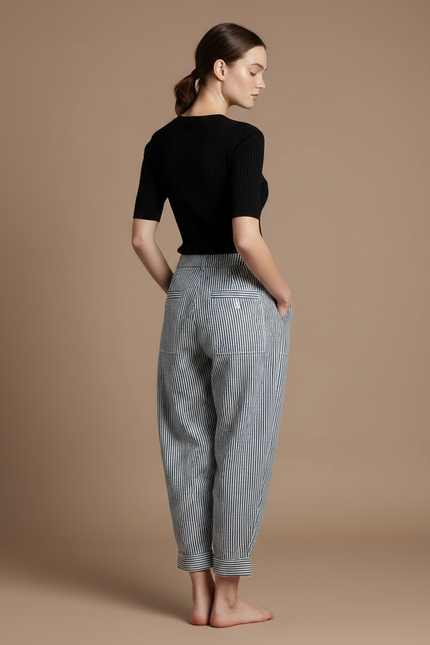 Pantalon Parachute Rayé Ample Léger Coton Femme - Imprimé - vue 2