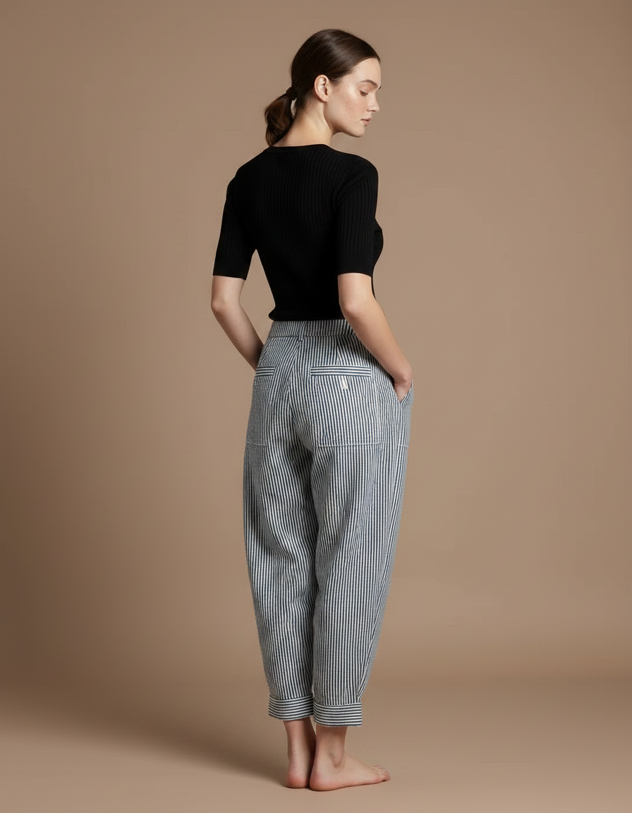 Pantalon Parachute Rayé Ample Léger Coton Femme - Imprimé - vue 2