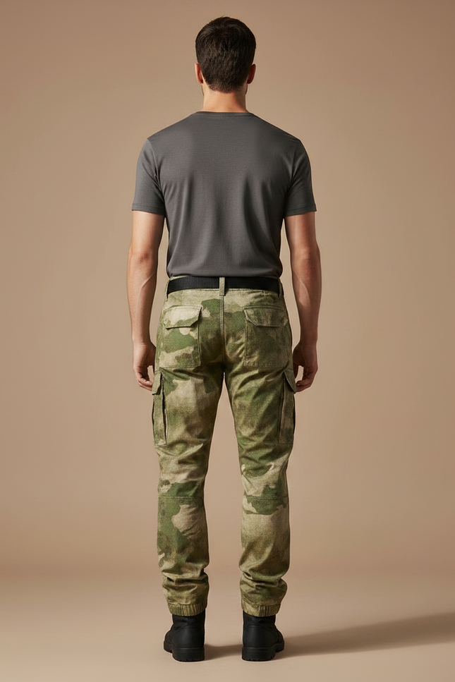 Pantalon Parachute Camouflage Militaire Cargo Multipoches - Kaki Toile - vue 2