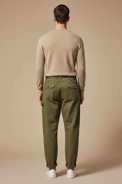 Pantalon Parachute Kaki Coton Décontracté Ample Homme - vue 2