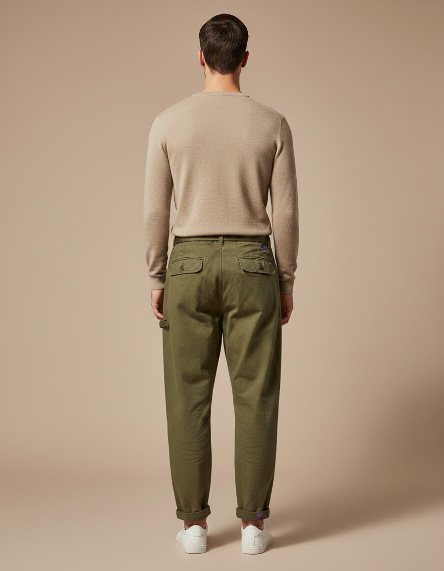 Pantalon Parachute Kaki Coton Décontracté Ample Homme - vue 2