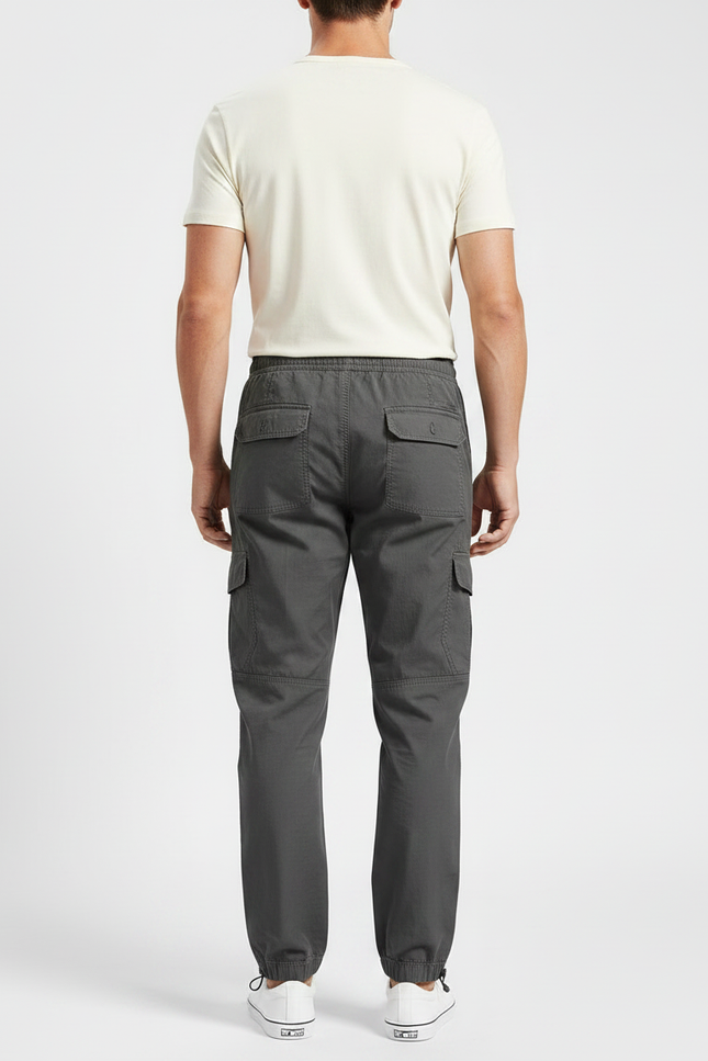 Pantalon Parachute Gris Cargo Cordon Ample Coton Homme - vue 2