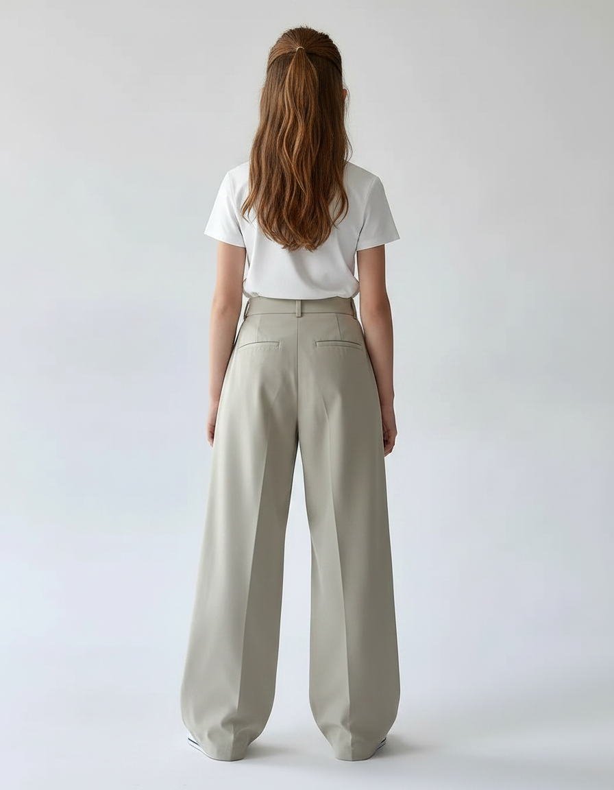 Pantalon Parachute Beige Ample Plissé Décontracté Enfant - Polyester - vue 2