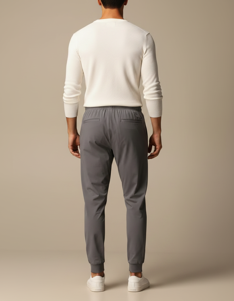 Pantalon Parachute Gris Jogger Léger Cordon Homme - Polyester - vue 2