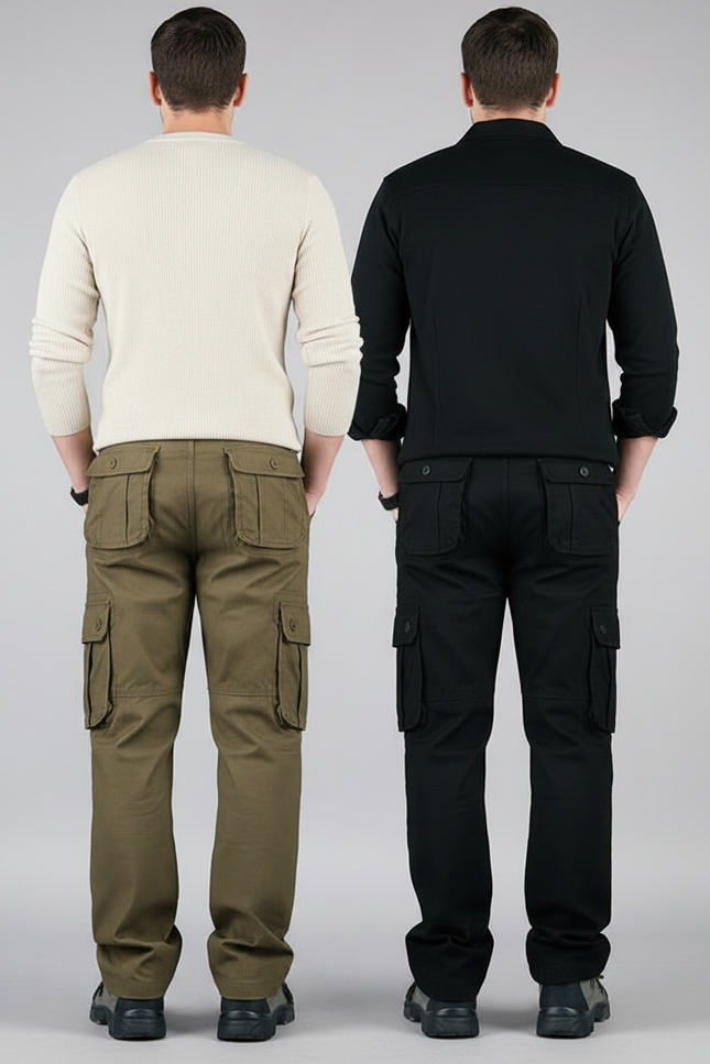 Pantalon Parachute Cargo Multi-Poches Coton Homme - Gris - vue 2