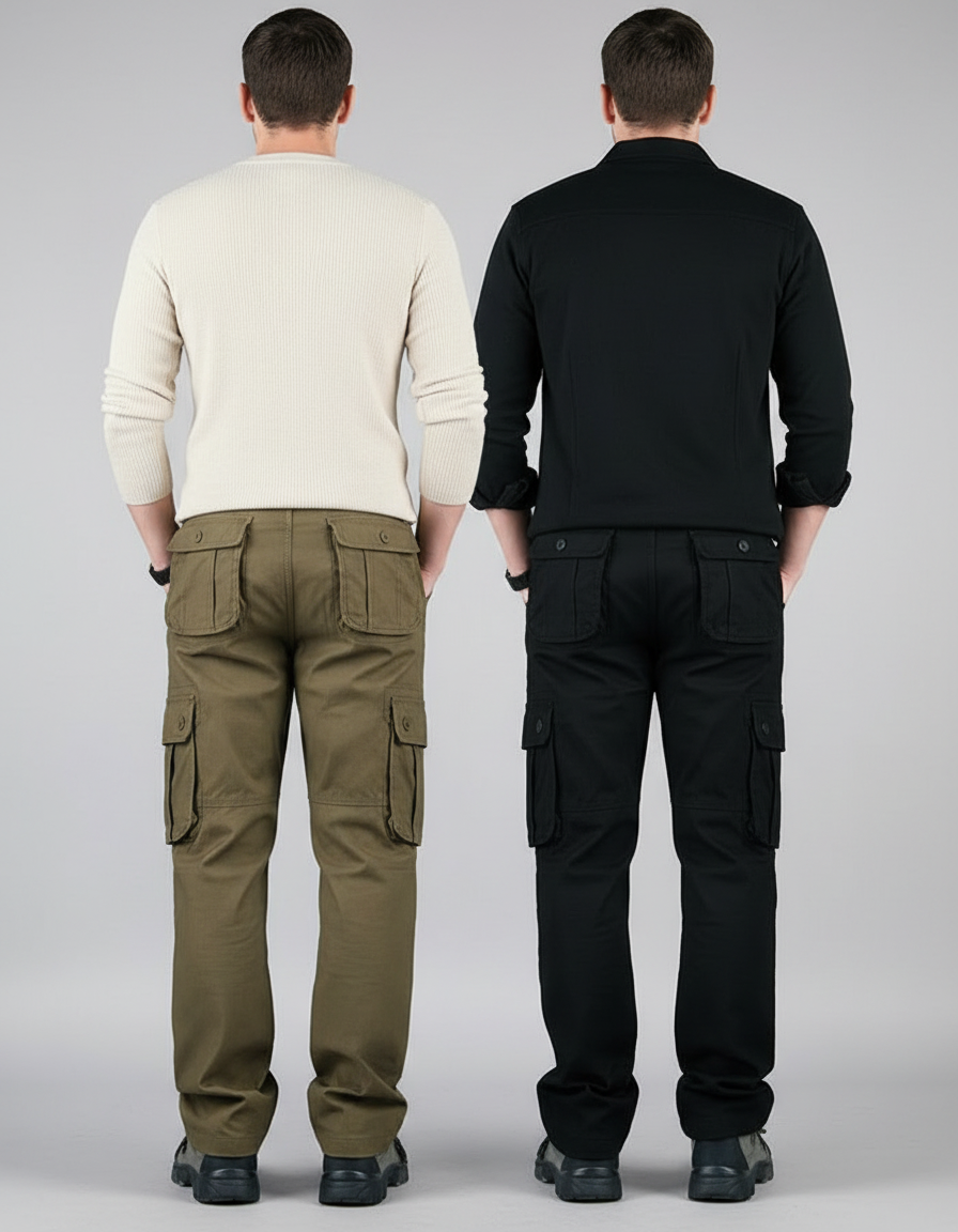 Pantalon Parachute Cargo Multi-Poches Coton Homme - Gris - vue 2