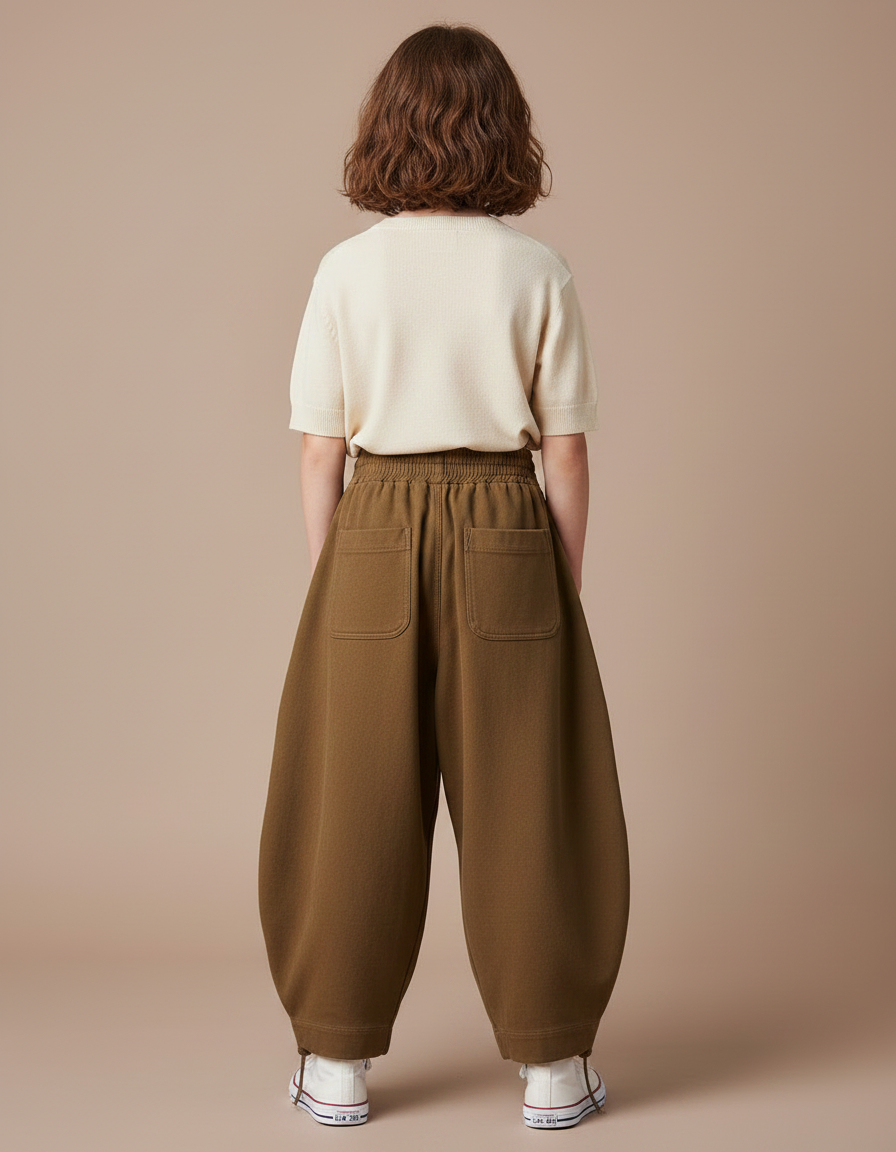 Pantalon Parachute Kaki Ample Confortable Enfant - Molleton - vue 2