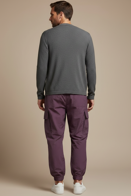 Pantalon Parachute Violet Cargo Ample Homme - Polyester - vue 2