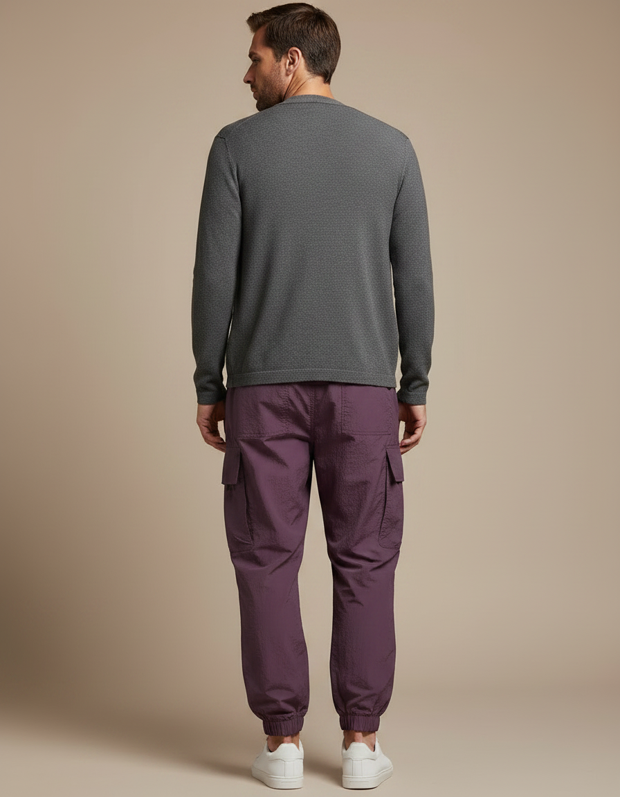 Pantalon Parachute Violet Cargo Ample Homme - Polyester - vue 2