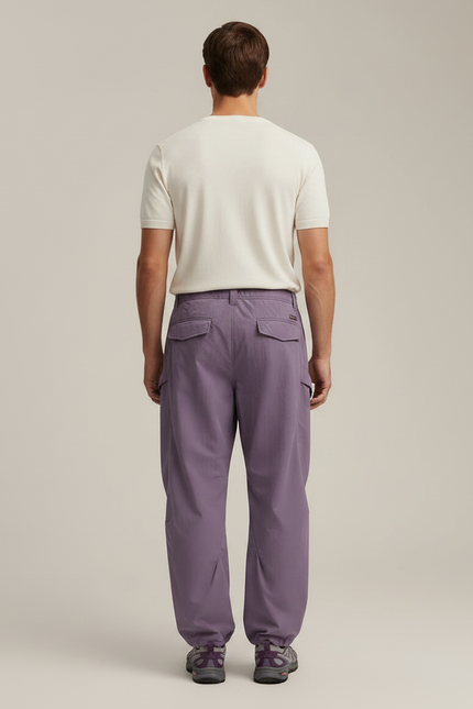 Pantalon Parachute Violet Ample Décontracté Léger Cordon - Polyester - vue 2