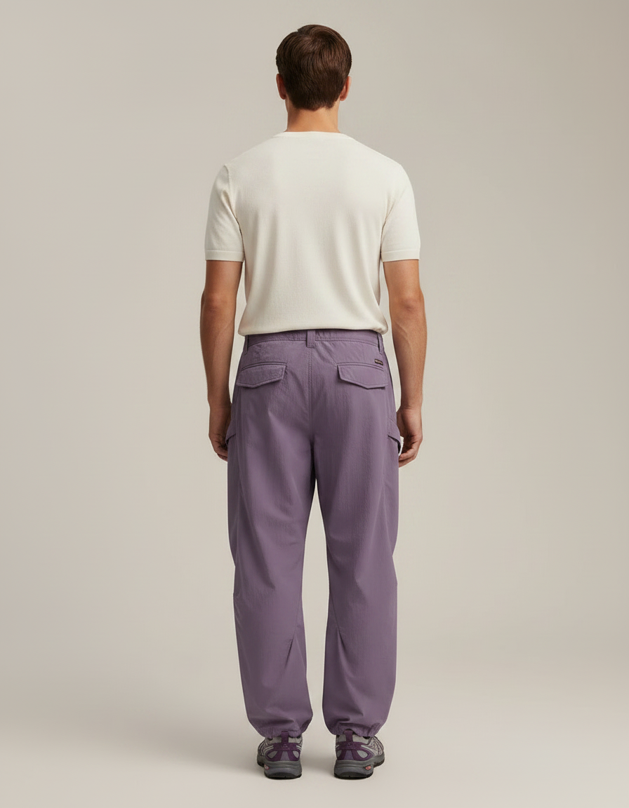 Pantalon Parachute Violet Ample Décontracté Léger Cordon - Polyester - vue 2