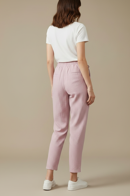 Pantalon Parachute Rose Lin Fluide Casual Femme - vue 2