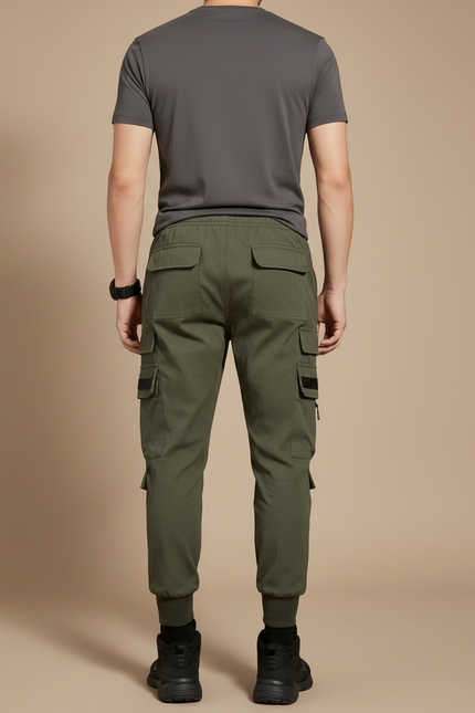 Pantalon Parachute Kaki Cargo Imprimé Jogger Homme Streetwear - Gabardine - vue 2