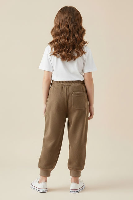 Pantalon Parachute Marron Côtelé Ample Molletonné Enfant - vue 2
