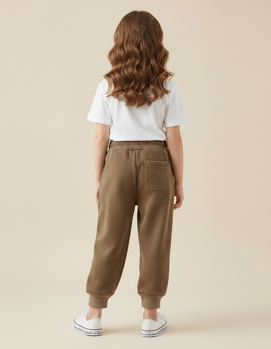 Pantalon Parachute Marron Côtelé Ample Molletonné Enfant - vue 2